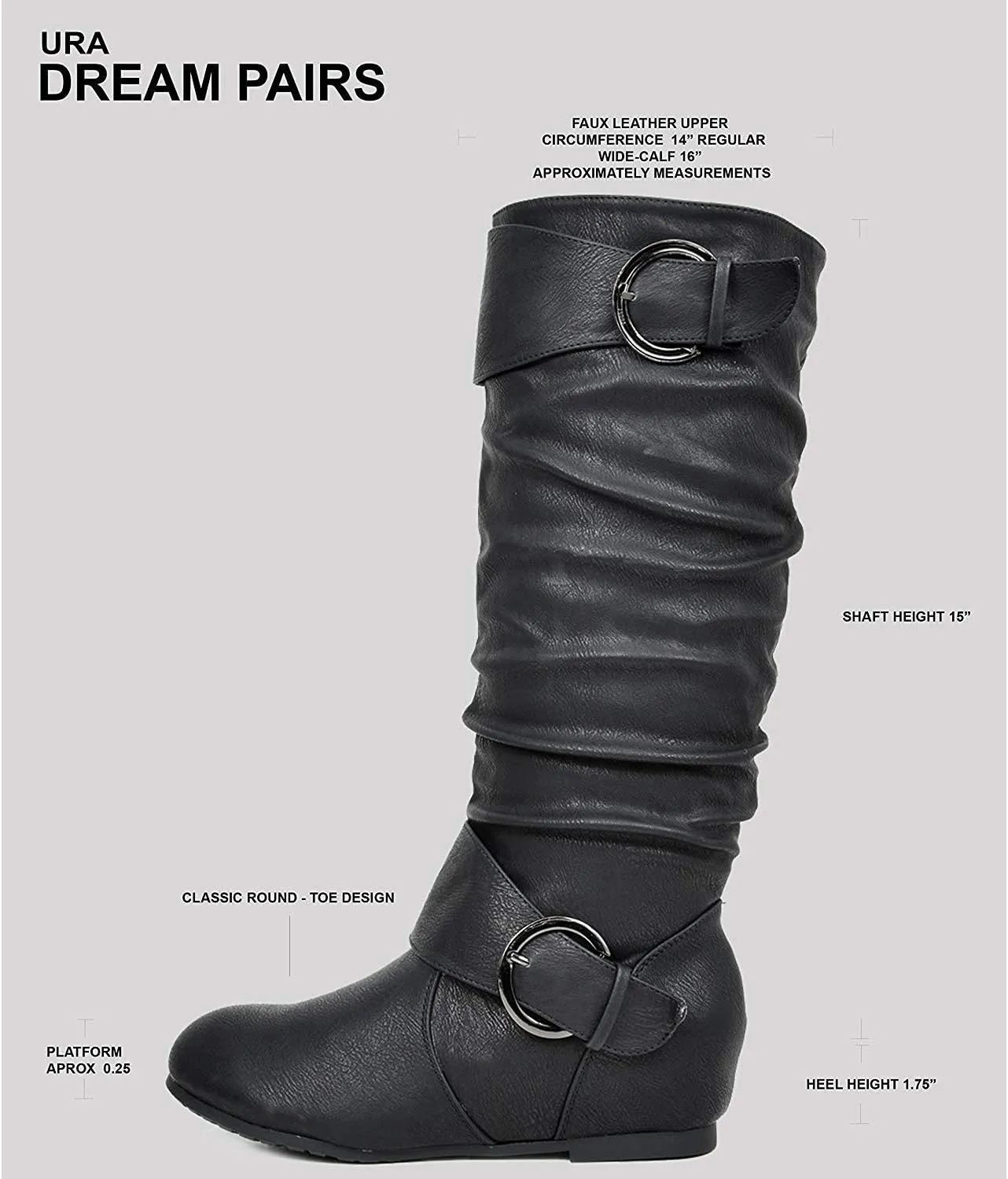 DREAM PAIRS Women's Knee High Low Hidden Wedge Boots Suede Faux Fur Lining Side Zipper Knee High Boots