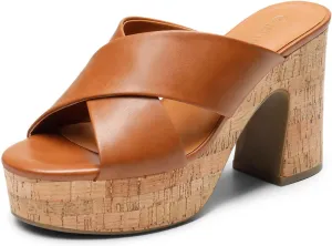 DREAM PAIRS Women's Platform Heels Open Toe Slip on Heels for Women High Chunky Block Wedges Sandals Dressy Pumps Shoes