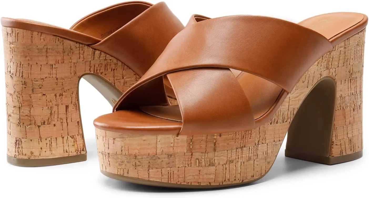 DREAM PAIRS Women's Platform Heels Open Toe Slip on Heels for Women High Chunky Block Wedges Sandals Dressy Pumps Shoes