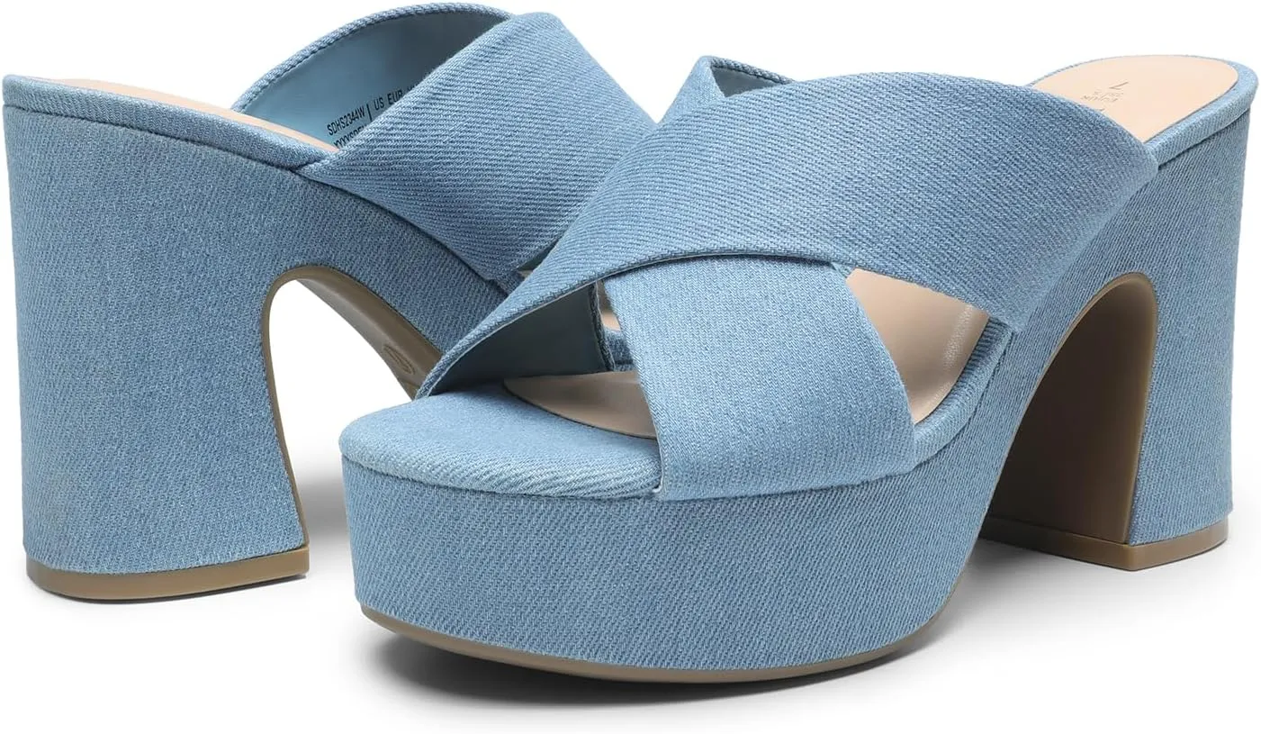 DREAM PAIRS Women's Platform Heels Open Toe Slip on Heels for Women High Chunky Block Wedges Sandals Dressy Pumps Shoes