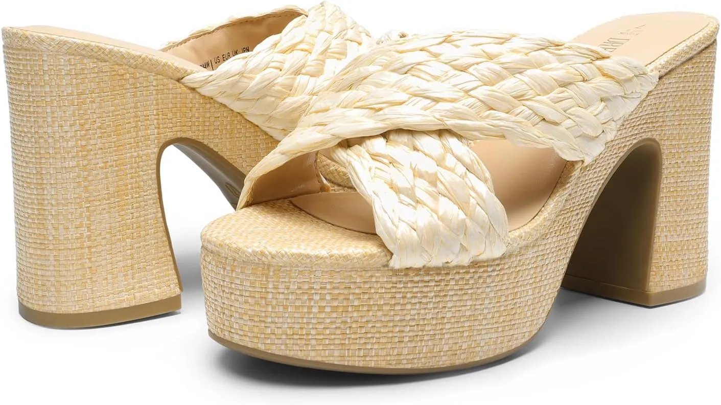DREAM PAIRS Women's Platform Heels Open Toe Slip on Heels for Women High Chunky Block Wedges Sandals Dressy Pumps Shoes