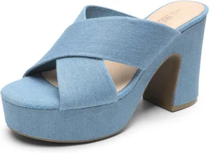 DREAM PAIRS Women's Platform Heels Open Toe Slip on Heels for Women High Chunky Block Wedges Sandals Dressy Pumps Shoes