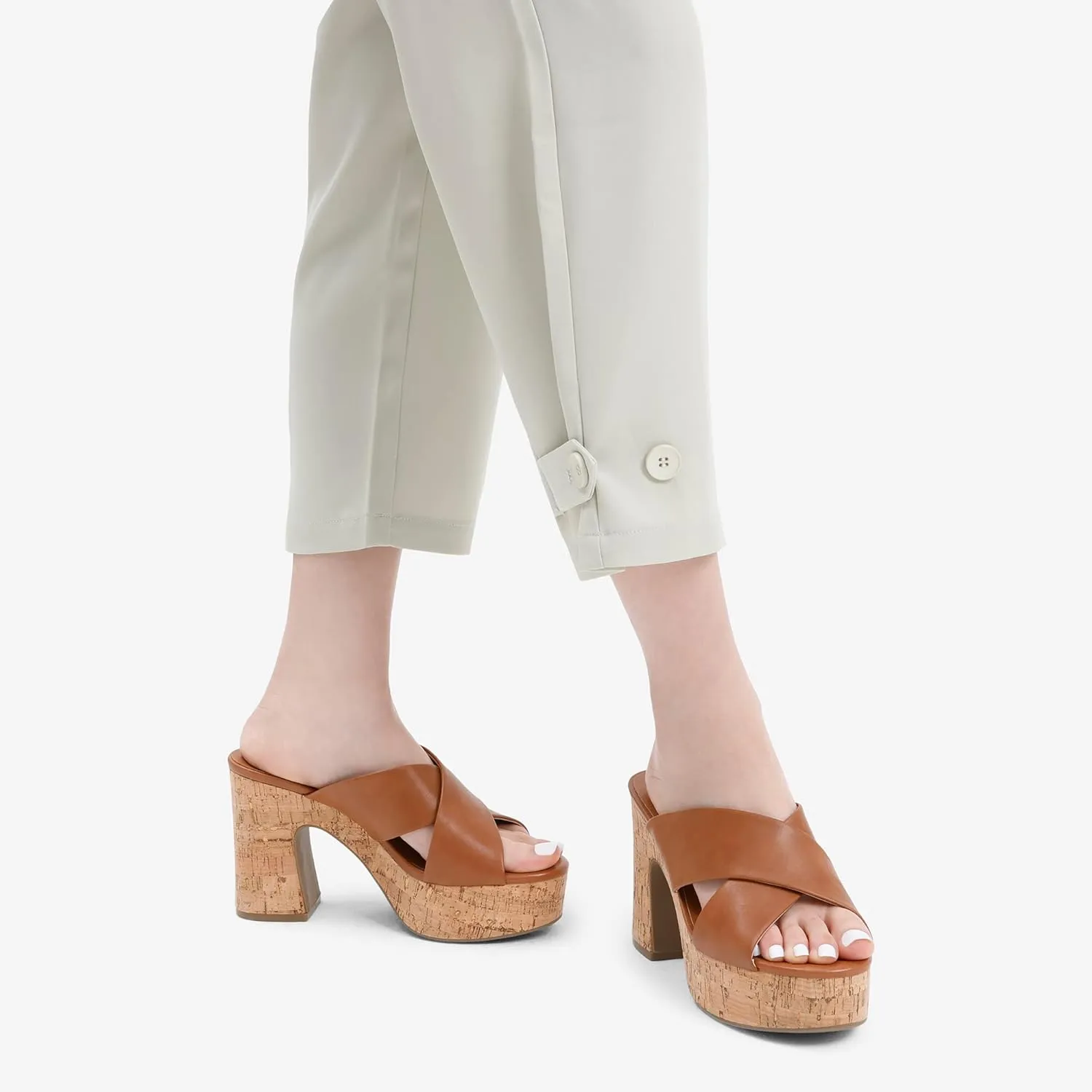 DREAM PAIRS Women's Platform Heels Open Toe Slip on Heels for Women High Chunky Block Wedges Sandals Dressy Pumps Shoes