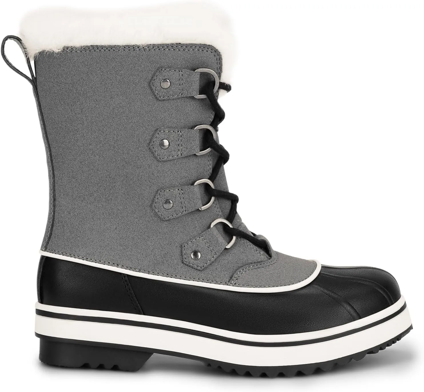 DREAM PAIRS Women's Snow Winter Boots Mid Calf Waterproof Warm Faux Fur Lined Lace Up Anti-slip Outdoor Duck Boots