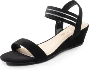 DREAM PAIRS Womens Wedge Sandals Low Heel, Slip On Ankle Strap Business Casual Dress Shoes for Women