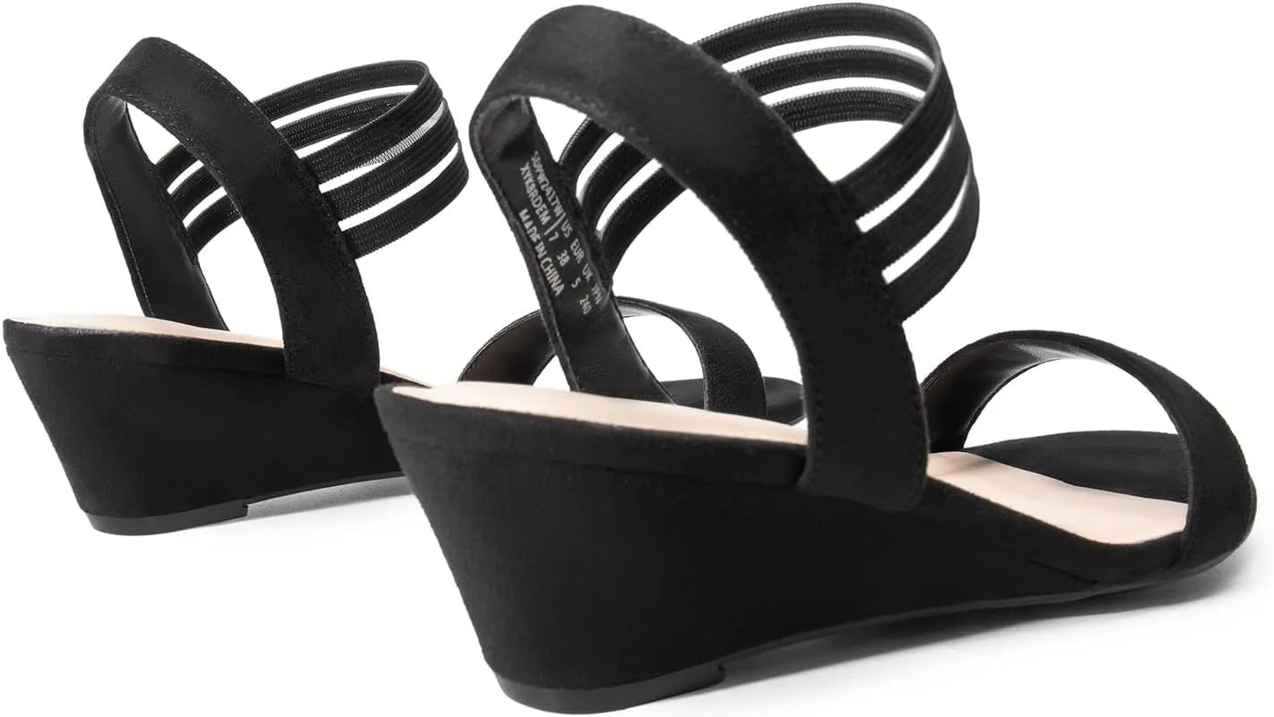 DREAM PAIRS Womens Wedge Sandals Low Heel, Slip On Ankle Strap Business Casual Dress Shoes for Women