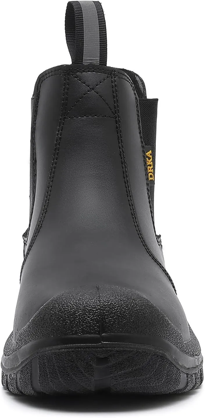 DRKA Men's Chelsea Steel Toe Work Boots – Waterproof, Slip-Resistant, Anti-Puncture Safety Shoes for Construction & Outdoor Work