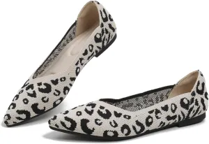 Dumalum Knit Mules for Women Flats Pointed Round Toe Mesh Ballet Flats Shoes Backless Slip On Slides Washable Walking Shoes