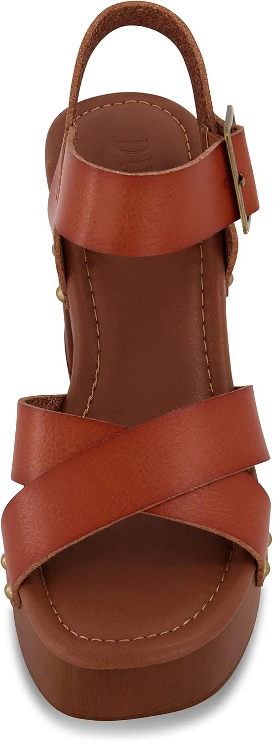 Dunes Women's Patsy Faux Wood Sandal  Comfort Foam & LiteSole Technology, Wide Widths Available