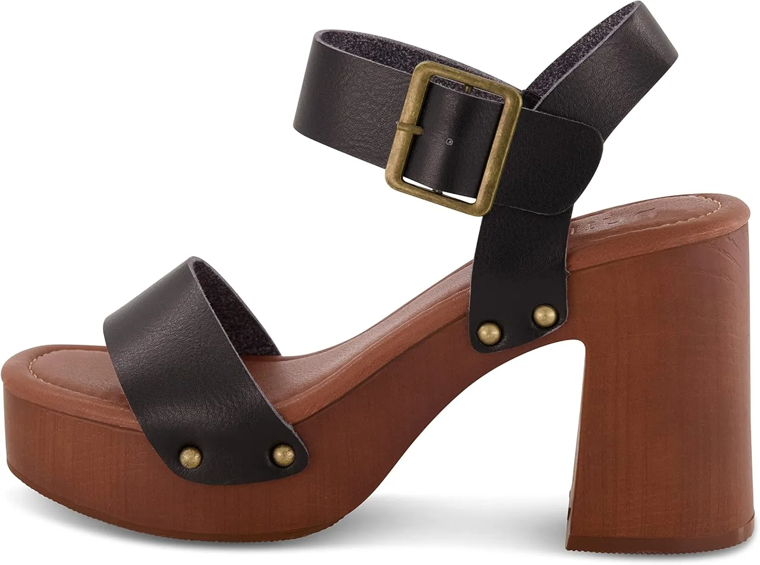 Dunes Women's Peru Faux Wood Sandal  Comfort Foam & LiteSole Technology, Wide Widths Available