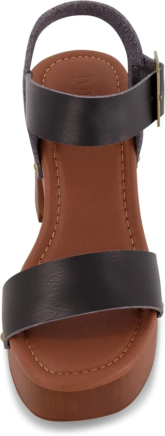Dunes Women's Peru Faux Wood Sandal  Comfort Foam & LiteSole Technology, Wide Widths Available