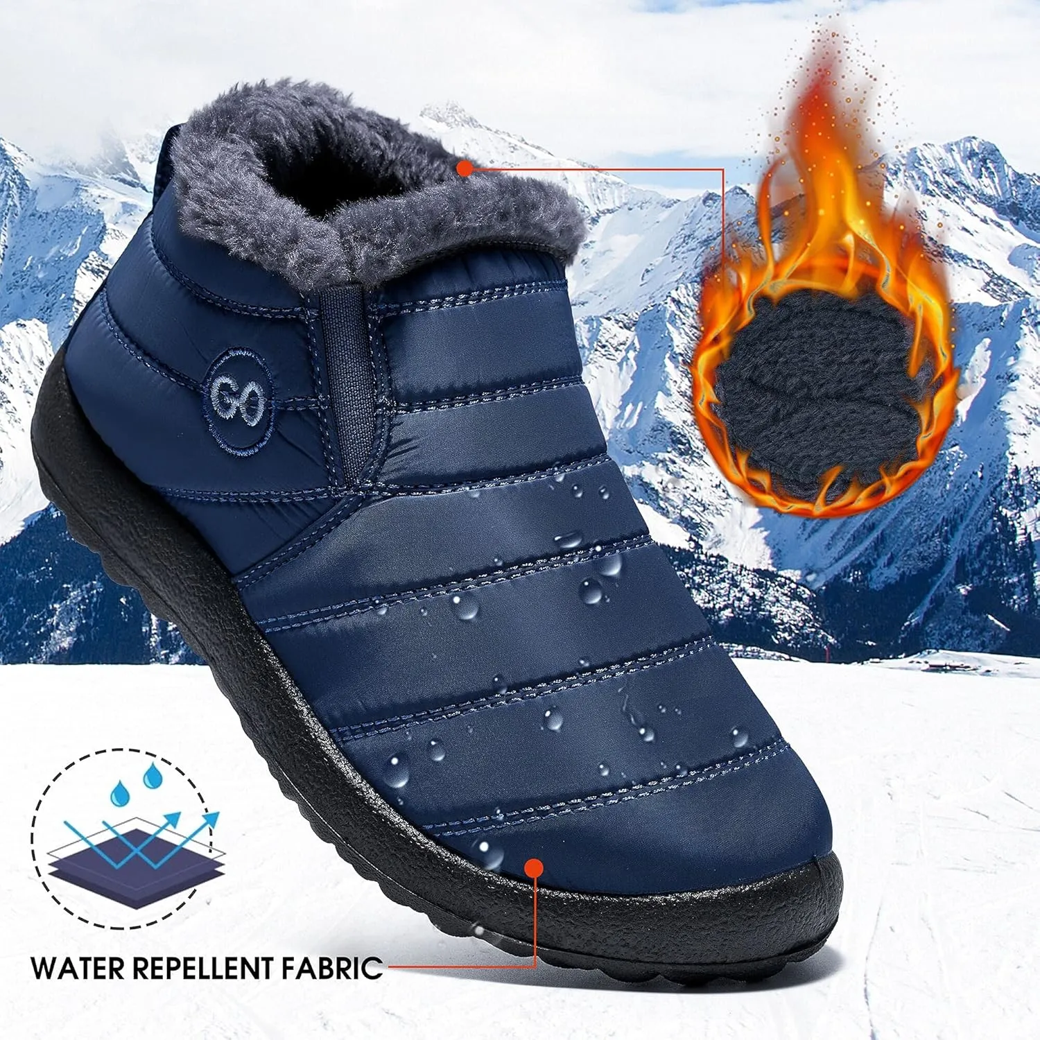 DUOYANGJIASHA Womens Snow Boots Winter Shoes Warm Fur Lined Ankle Booties Waterproof Comfortable Boots for Women