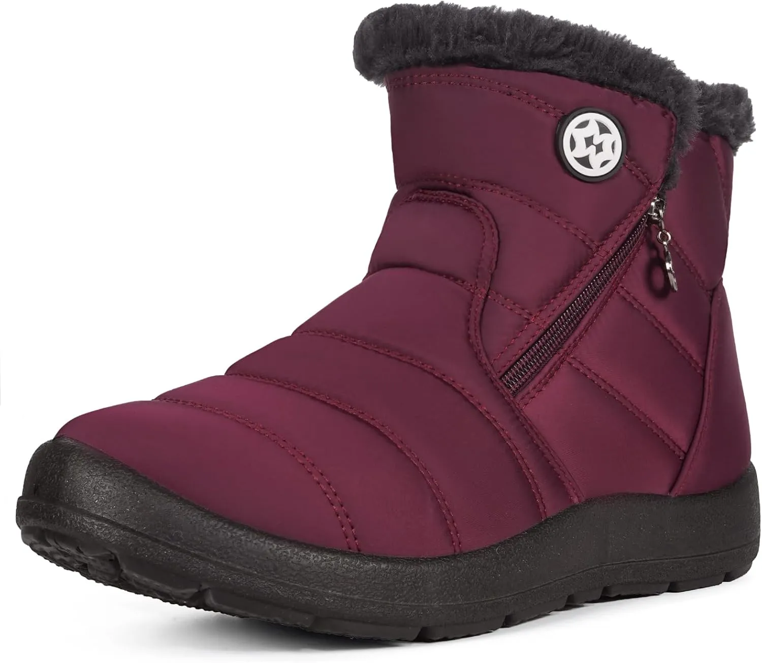 Eagsouni Snow Boots Womens Winter Ankle Boots Ladies Warm Fur Lined Booties Thickening Shoes Zip Flat Sneakers Outdoor Booties