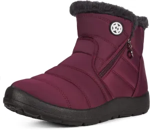 Eagsouni Snow Boots Womens Winter Ankle Boots Ladies Warm Fur Lined Booties Thickening Shoes Zip Flat Sneakers Outdoor Booties