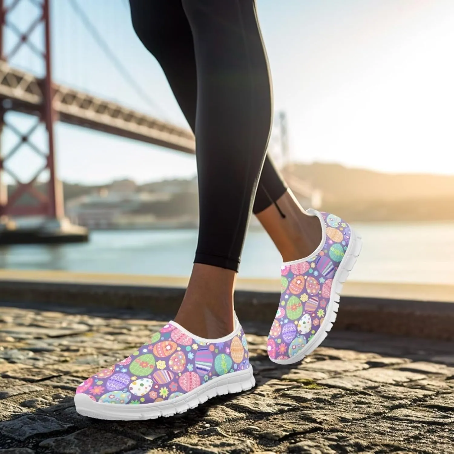 Easter Day Women's Casual Sneakers Slip on Shoes Women Low Top Canvas Loafers for Walking Outdoor