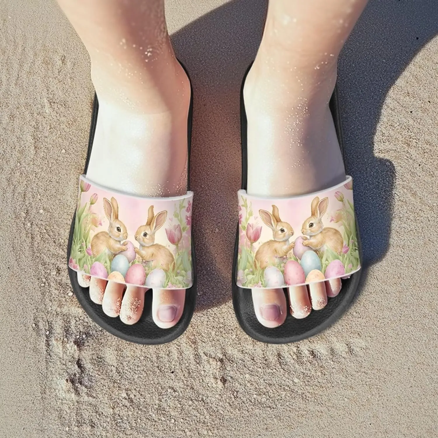 Easter Theme Boys Girls Slides Cute Pattern Kids Shower Shoes Non-Slip