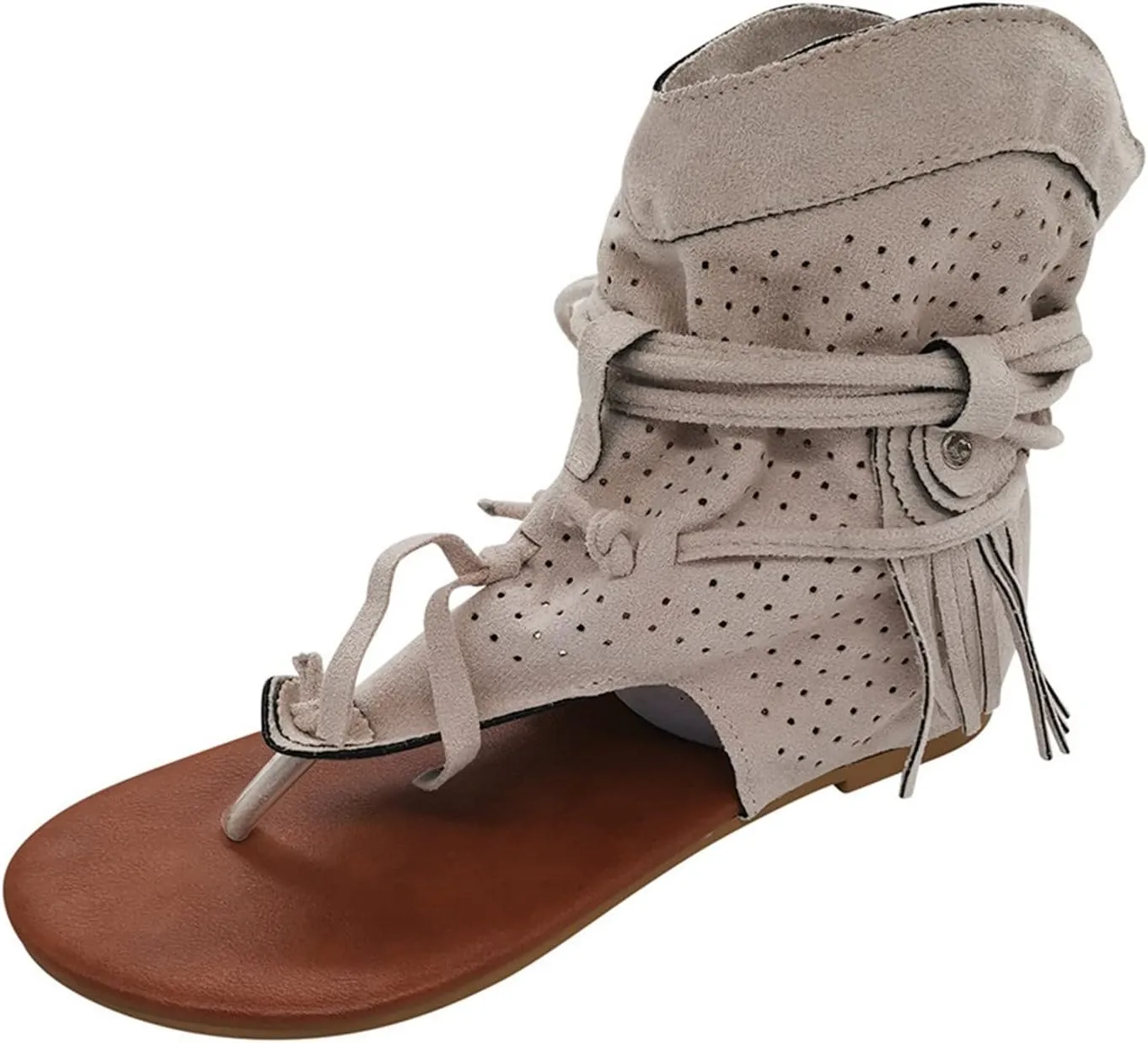 Eduavar Sandals Women Comfortable, Orthopedic Sandals for Women Bohemian Gladiator Fringe Flat Clip Toe Ankle Boots