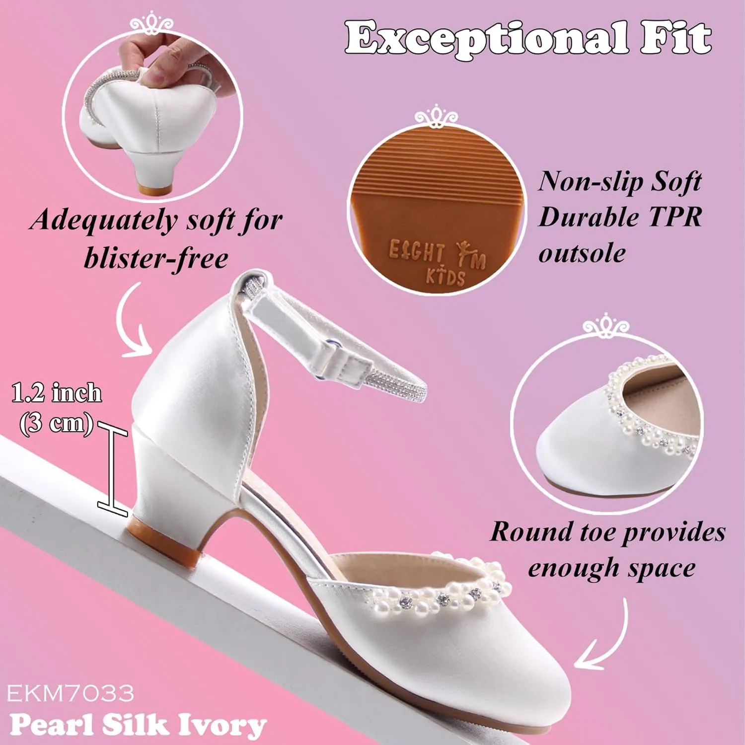 EIGHT KM Girls High Heels - Weeding Party Little Girl Heels Multi-Colored Ages 3-13 Years - High Heels for Girls & Kids - Wide Fit Toddler High Heels High Heels for Kids