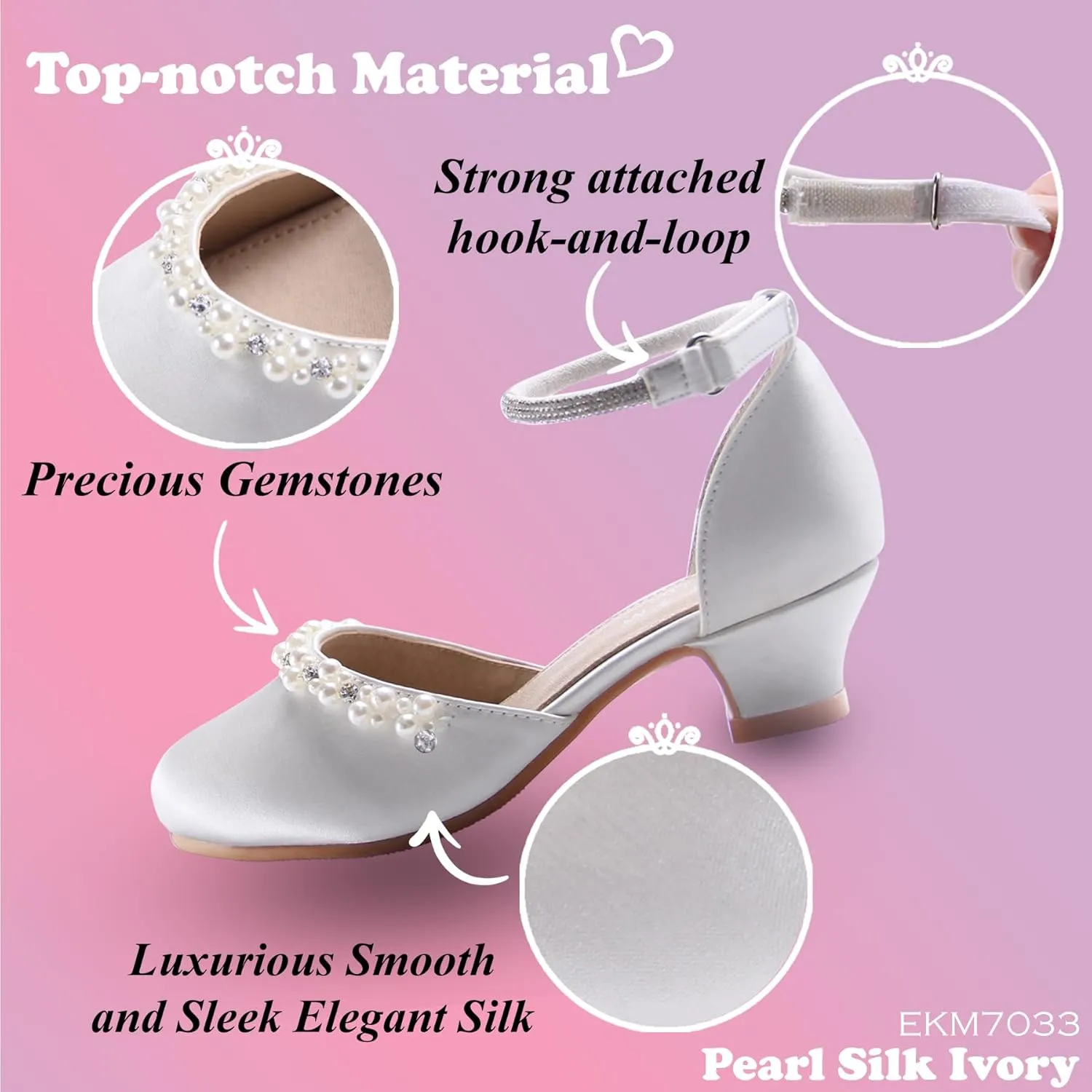 EIGHT KM Girls High Heels - Weeding Party Little Girl Heels Multi-Colored Ages 3-13 Years - High Heels for Girls & Kids - Wide Fit Toddler High Heels High Heels for Kids