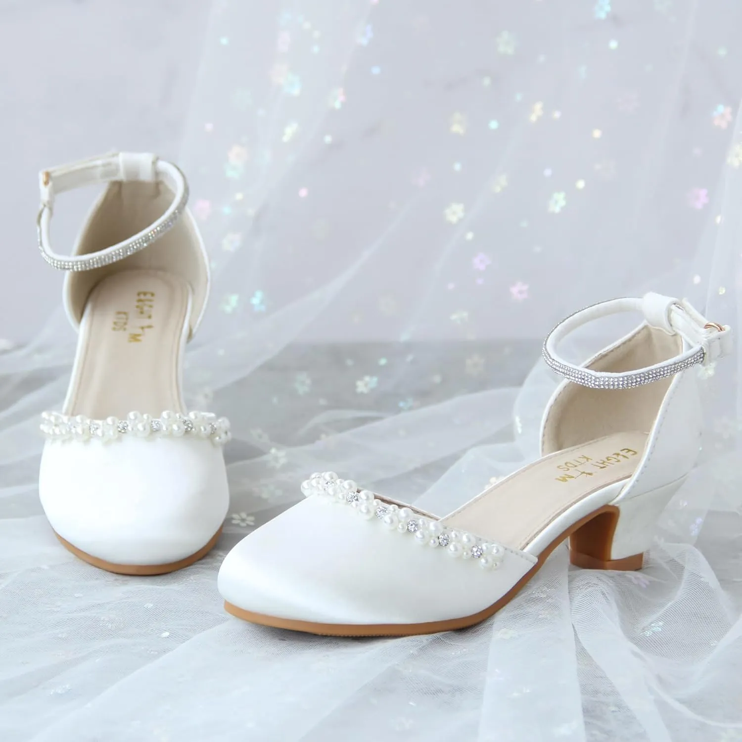 EIGHT KM Girls High Heels - Weeding Party Little Girl Heels Multi-Colored Ages 3-13 Years - High Heels for Girls & Kids - Wide Fit Toddler High Heels High Heels for Kids