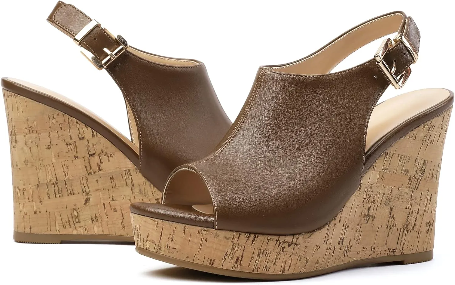 Eldof Platform Wedge Sandals for Women Peep Toe Slingbck High Heel Wedge Sandals Platform Wooden Heels for Dress Summer Party Evening