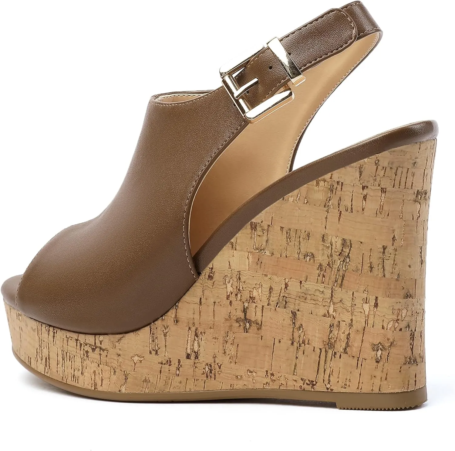 Eldof Platform Wedge Sandals for Women Peep Toe Slingbck High Heel Wedge Sandals Platform Wooden Heels for Dress Summer Party Evening