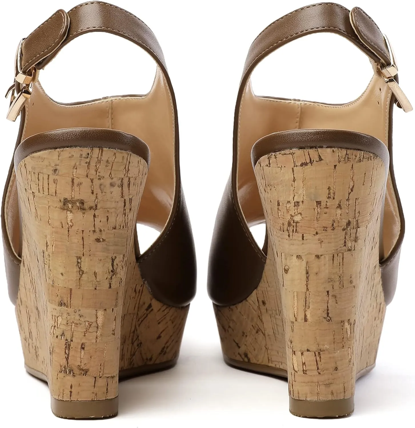 Eldof Platform Wedge Sandals for Women Peep Toe Slingbck High Heel Wedge Sandals Platform Wooden Heels for Dress Summer Party Evening