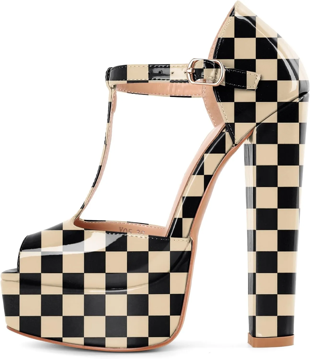 Eldof Women's Platform Chunky High Heels Ankle T Strap Square Peep Toe Sandals Party Dress Casual Shoes 6 Inches
