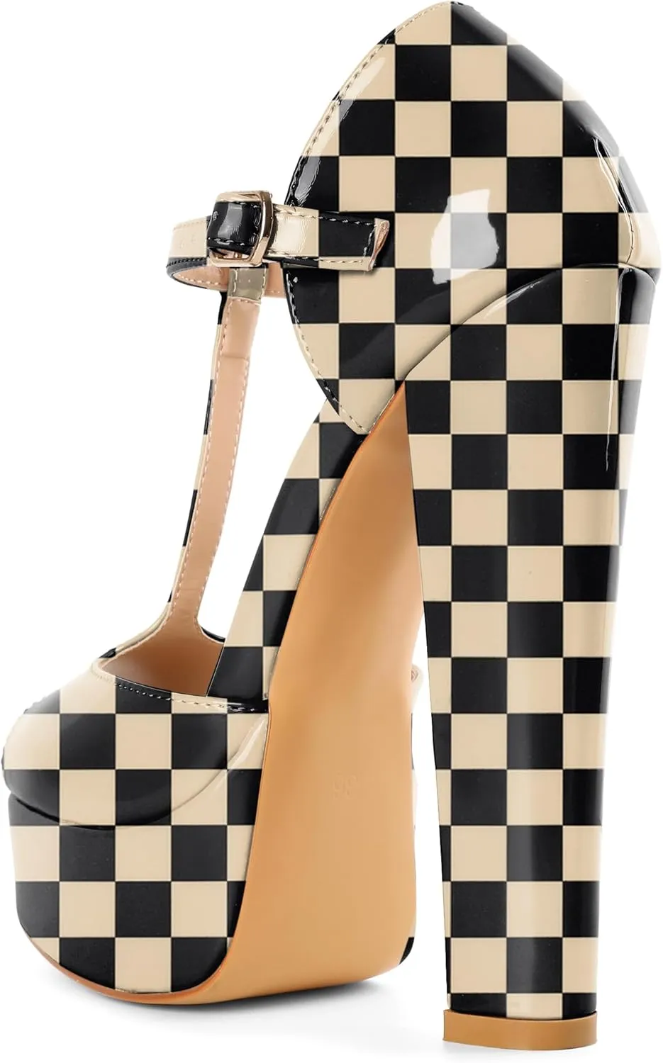 Eldof Women's Platform Chunky High Heels Ankle T Strap Square Peep Toe Sandals Party Dress Casual Shoes 6 Inches