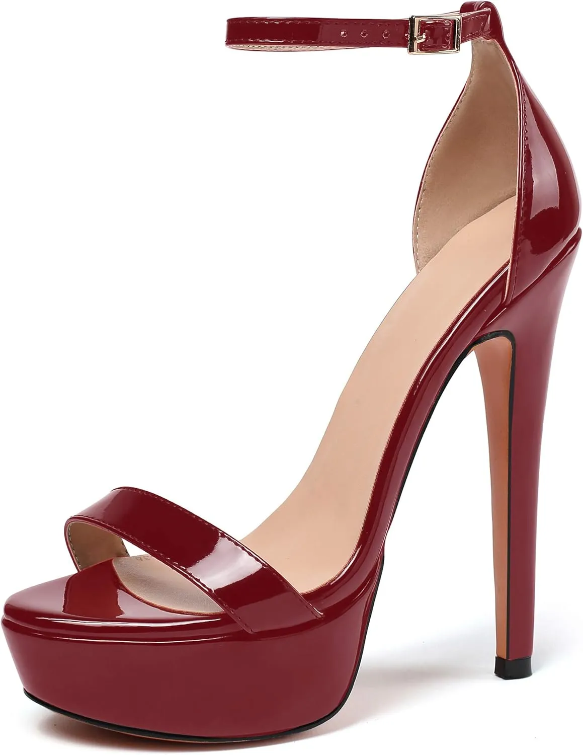 Eldof Women's Platform Sandals Ankle Strap 15cm Single Band Stiletto Sexy High Heel Sandals for Party Wedding Dress