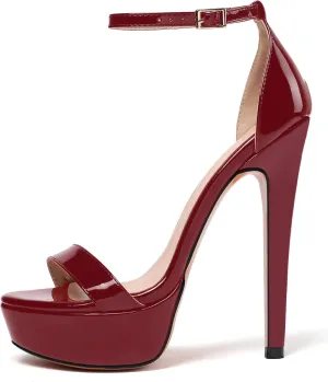 Eldof Women's Platform Sandals Ankle Strap 15cm Single Band Stiletto Sexy High Heel Sandals for Party Wedding Dress