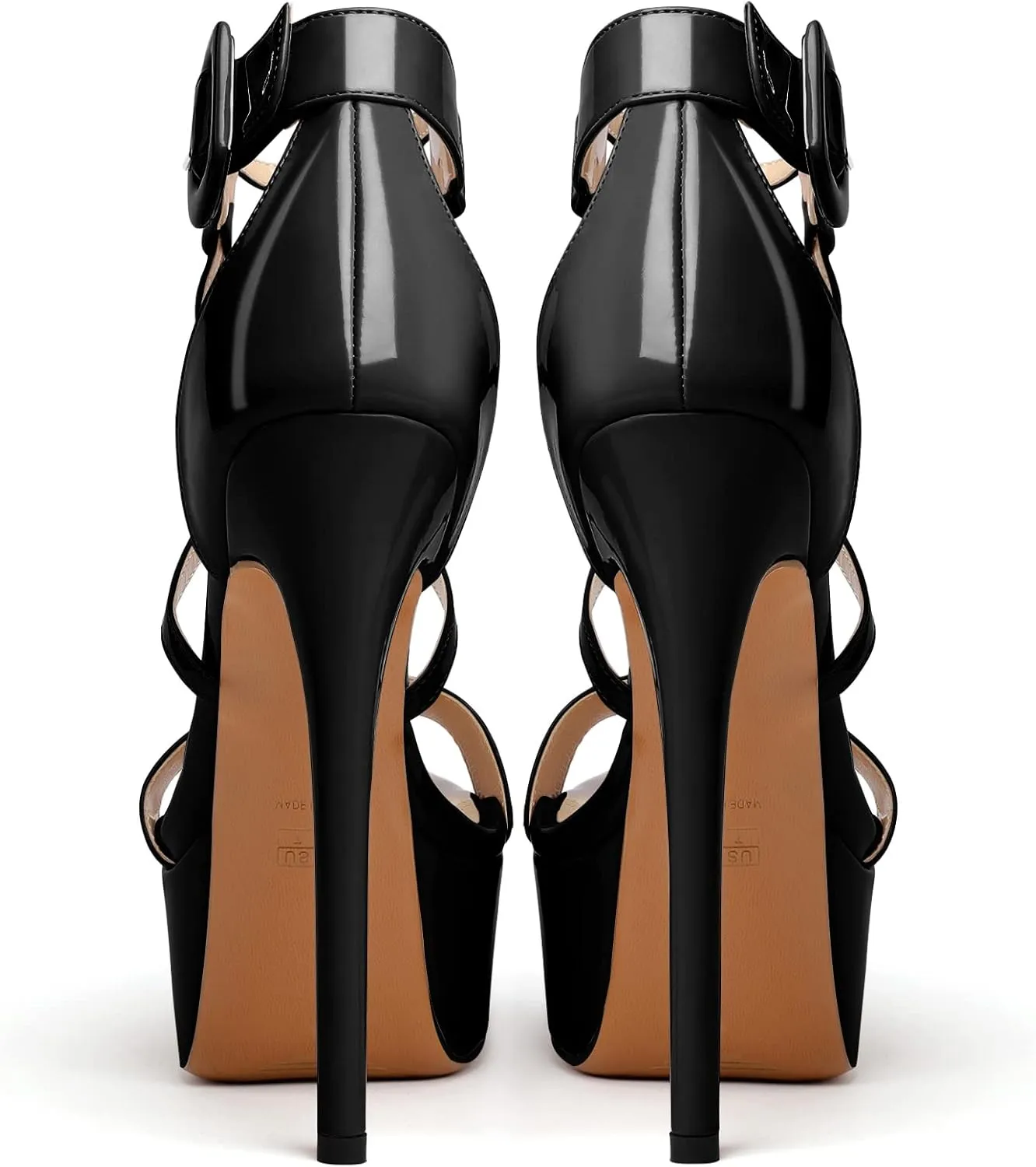Eldof Women's Platform Sandals Ankle Strap 5.9" High Heels Cross Strap Stilettos Open Toe Ankle Strap Crisscross Sandals