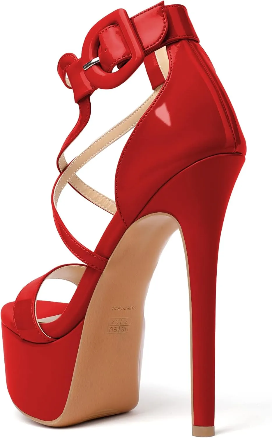Eldof Women's Platform Sandals Ankle Strap 5.9" High Heels Cross Strap Stilettos Open Toe Ankle Strap Crisscross Sandals