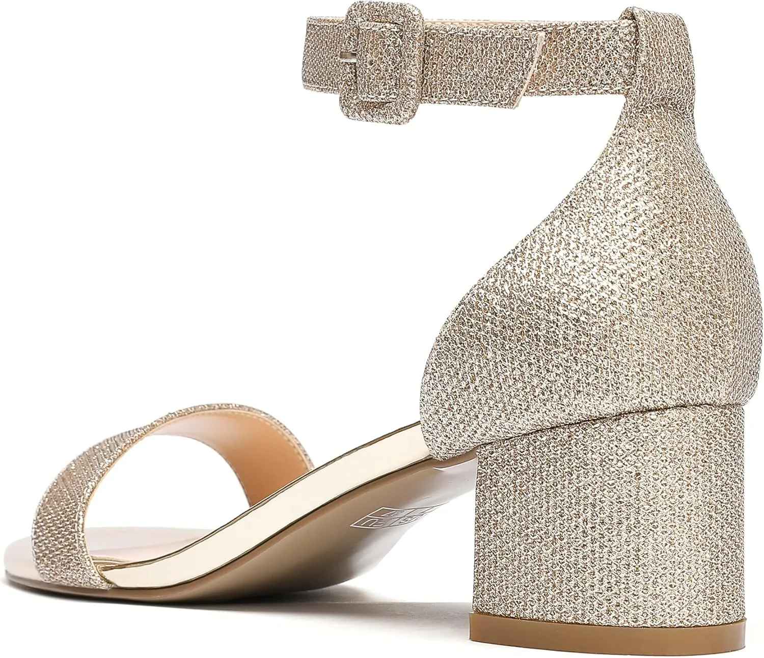 Eldof Women's Two Piece Sandals Chunky Mid Block Heel Open Toe Adjustable Ankle Strap 2.1 Inch Pump Heeled Sandals For Dress Wedding Ladies Shoes