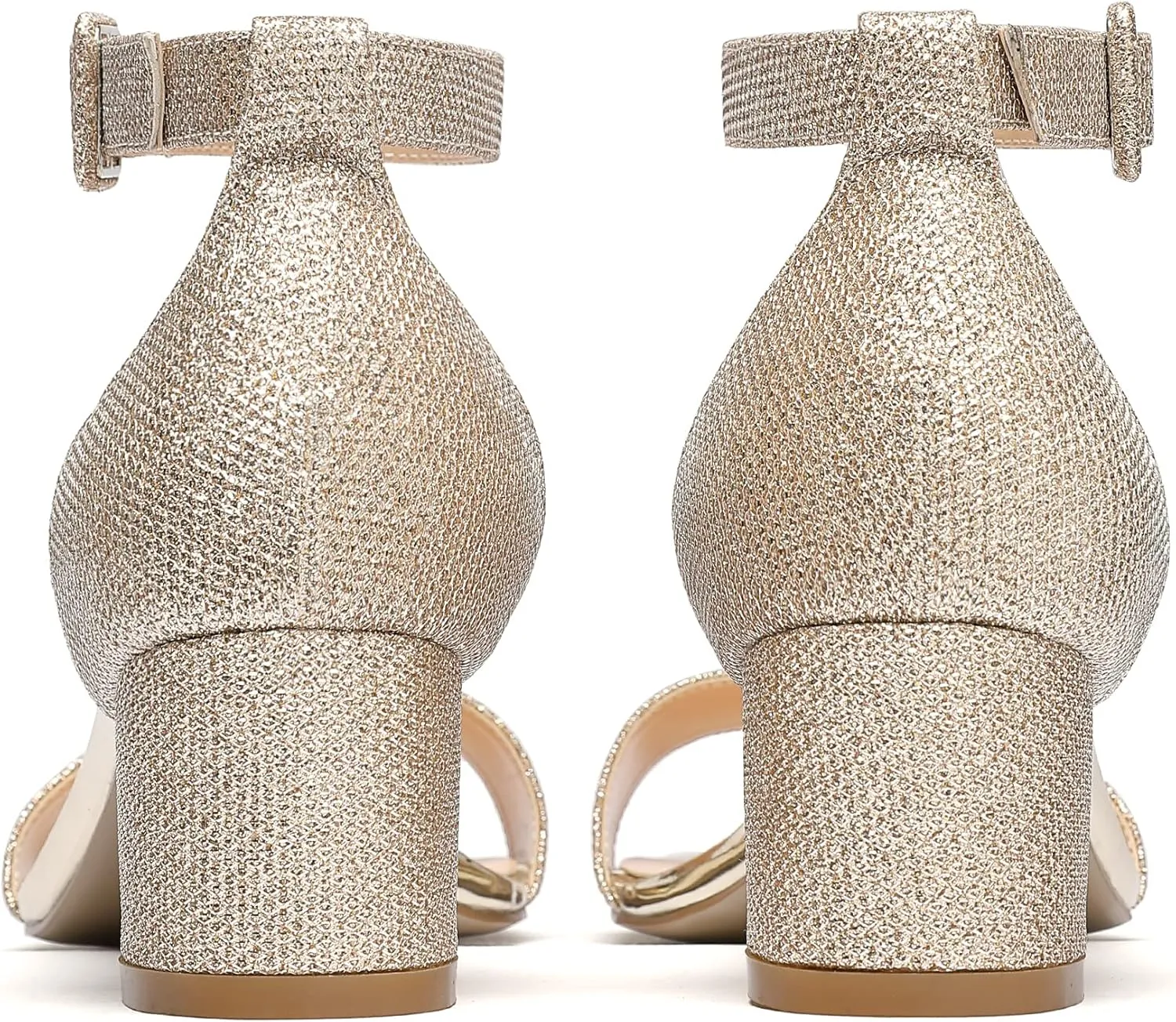 Eldof Women's Two Piece Sandals Chunky Mid Block Heel Open Toe Adjustable Ankle Strap 2.1 Inch Pump Heeled Sandals For Dress Wedding Ladies Shoes