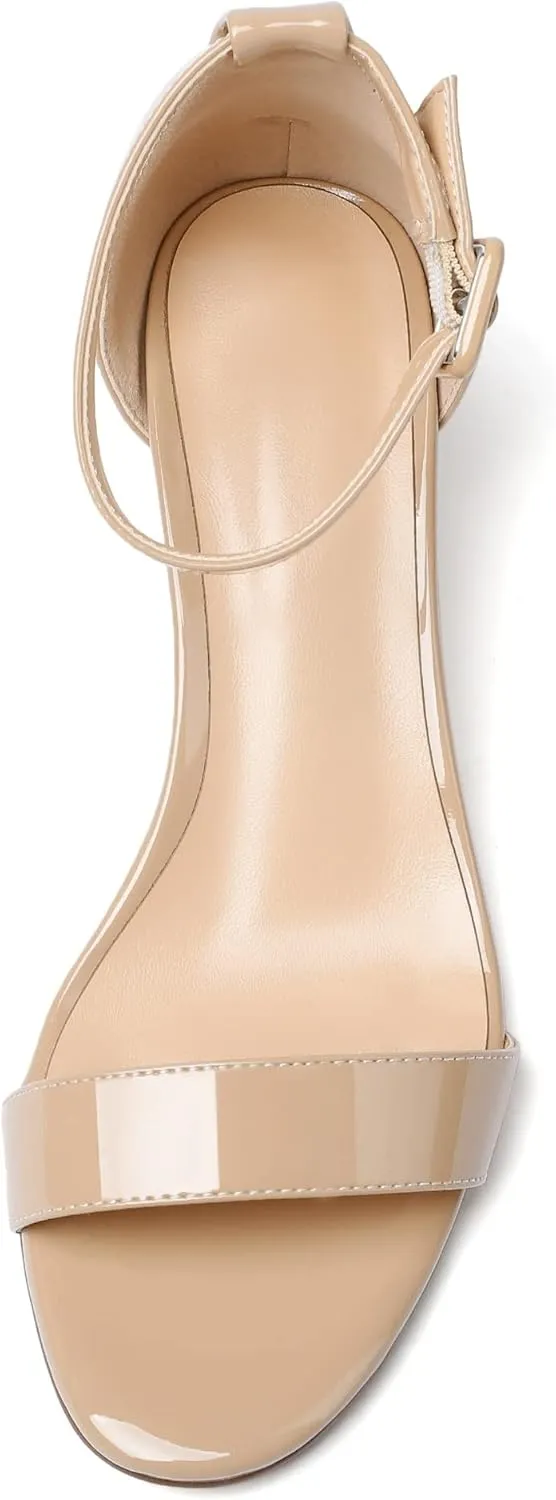 Eldof Women's Two Piece Sandals Chunky Mid Block Heel Open Toe Adjustable Ankle Strap 2.1 Inch Pump Heeled Sandals For Dress Wedding Ladies Shoes