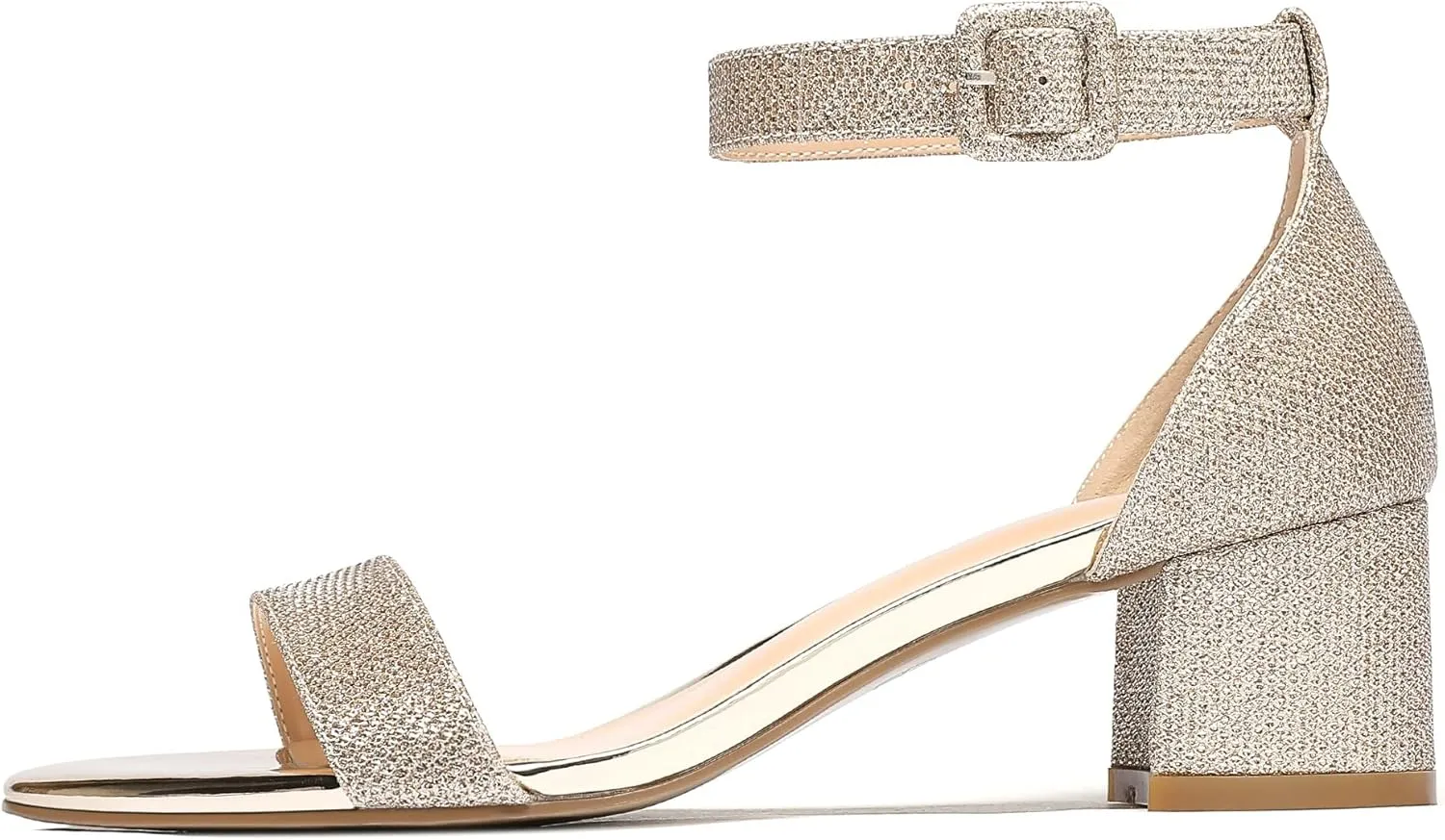Eldof Women's Two Piece Sandals Chunky Mid Block Heel Open Toe Adjustable Ankle Strap 2.1 Inch Pump Heeled Sandals For Dress Wedding Ladies Shoes