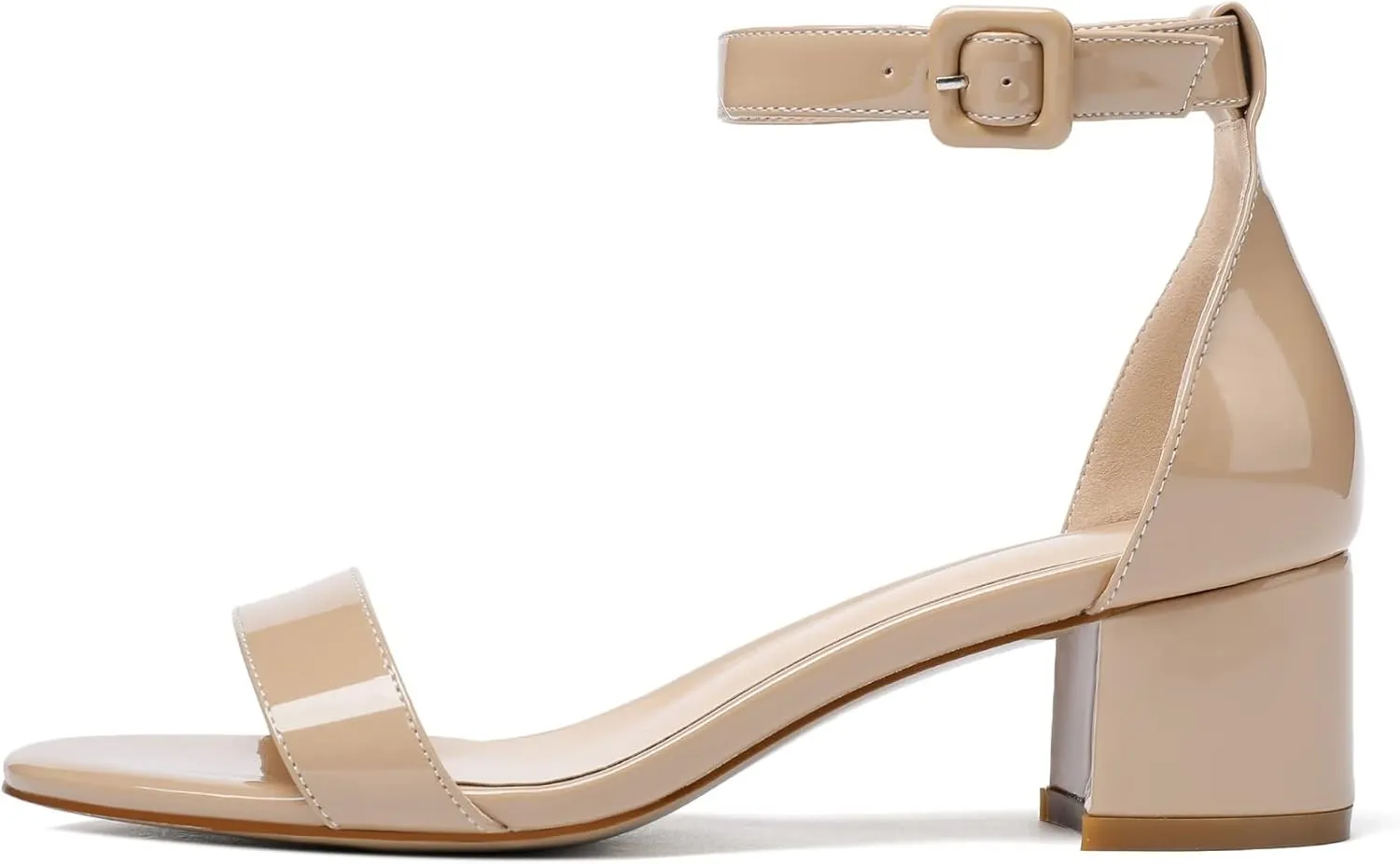 Eldof Women's Two Piece Sandals Chunky Mid Block Heel Open Toe Adjustable Ankle Strap 2.1 Inch Pump Heeled Sandals For Dress Wedding Ladies Shoes