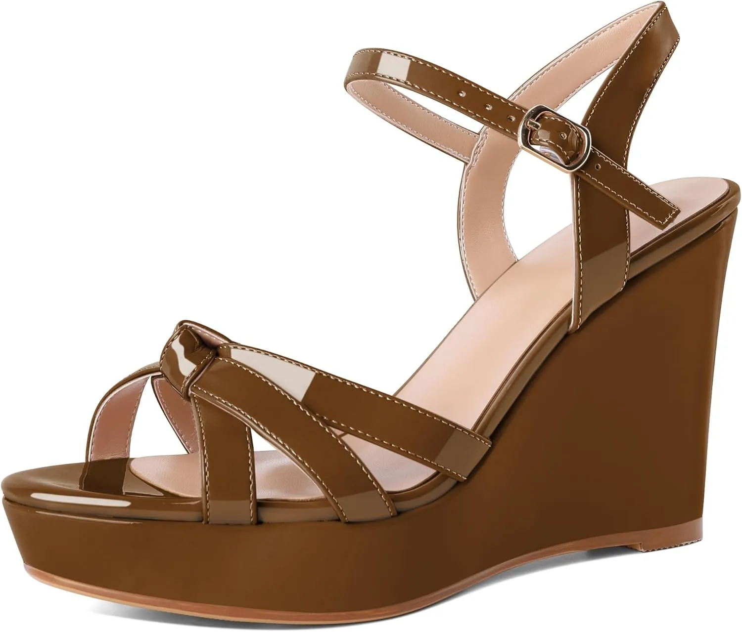 Eldof Womens Wedge Heels Open Toe Ankle Strap High Heel Platform Wedges Sandals 4 Inches