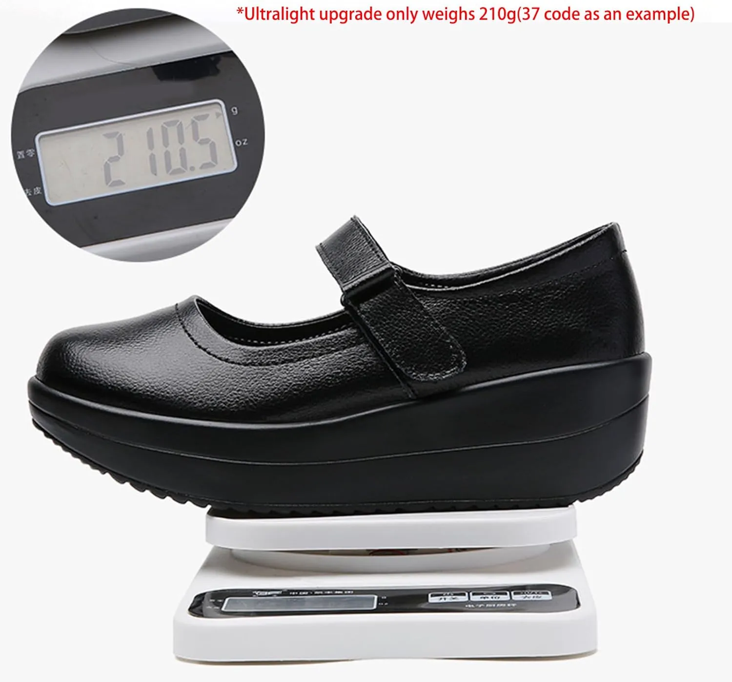 EnllerviiD Women's Mary Jane Platform Round Toe Ankle Strap Low Heel Chunky Uniform Dress Wedge Walking Shoes Comfort Nurse Shoes