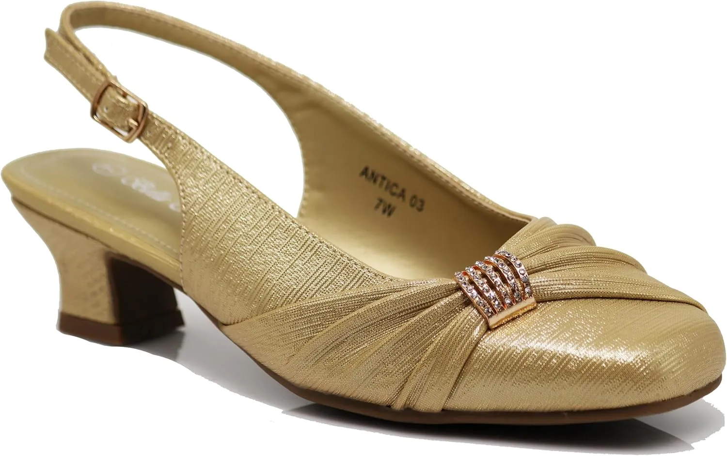 Enzo Romeo Antica02 Women's Wide Width Sling Back Low Heeled Pumps Sandals Shoes