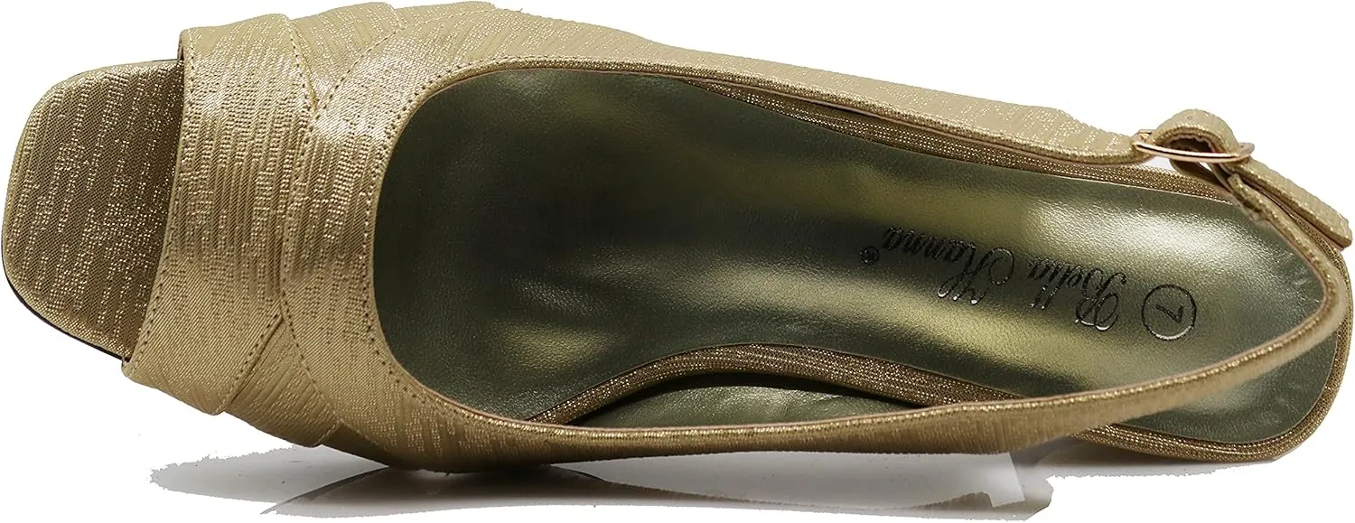 Enzo Romeo Antica02 Women's Wide Width Sling Back Low Heeled Pumps Sandals Shoes