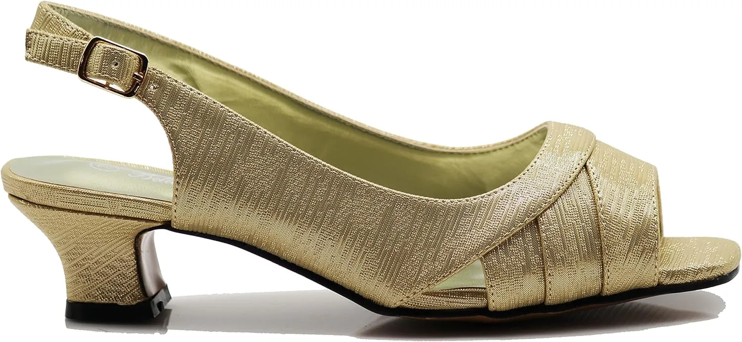 Enzo Romeo Antica02 Women's Wide Width Sling Back Low Heeled Pumps Sandals Shoes