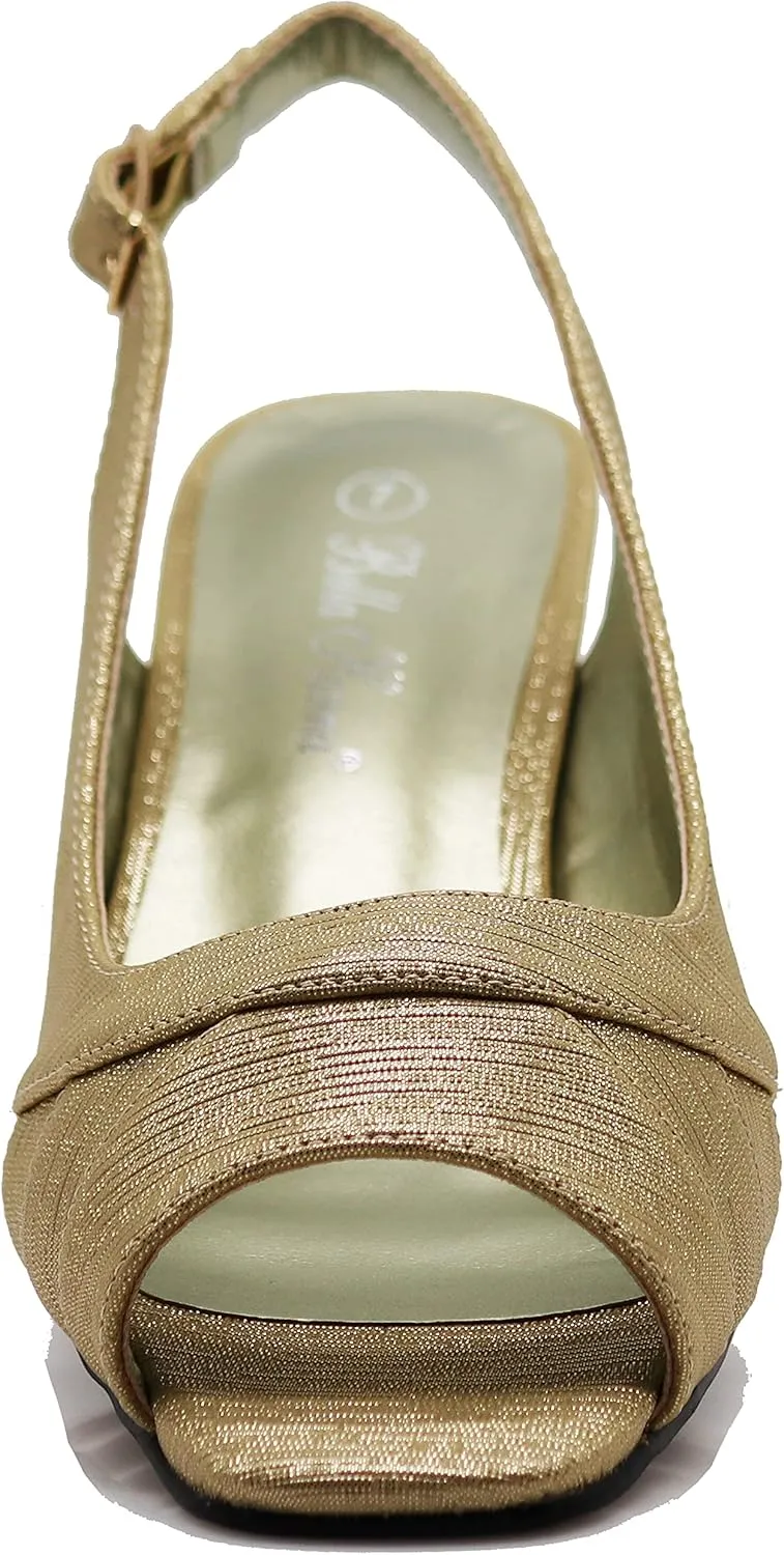 Enzo Romeo Antica02 Women's Wide Width Sling Back Low Heeled Pumps Sandals Shoes