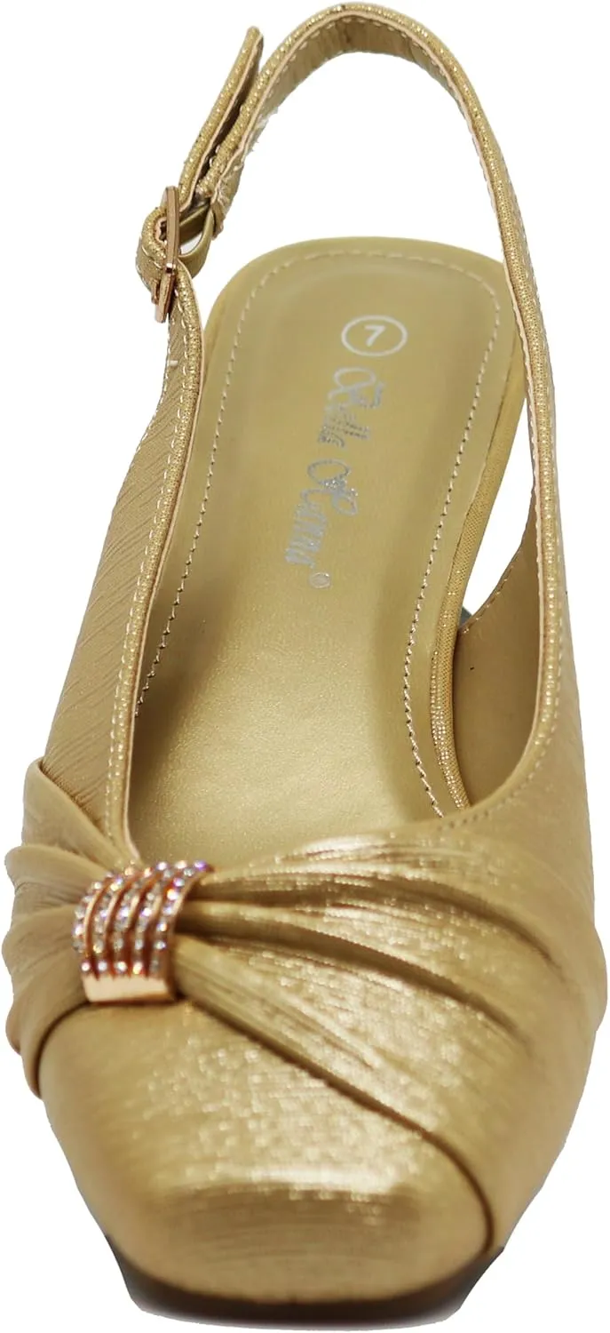 Enzo Romeo Antica02 Women's Wide Width Sling Back Low Heeled Pumps Sandals Shoes