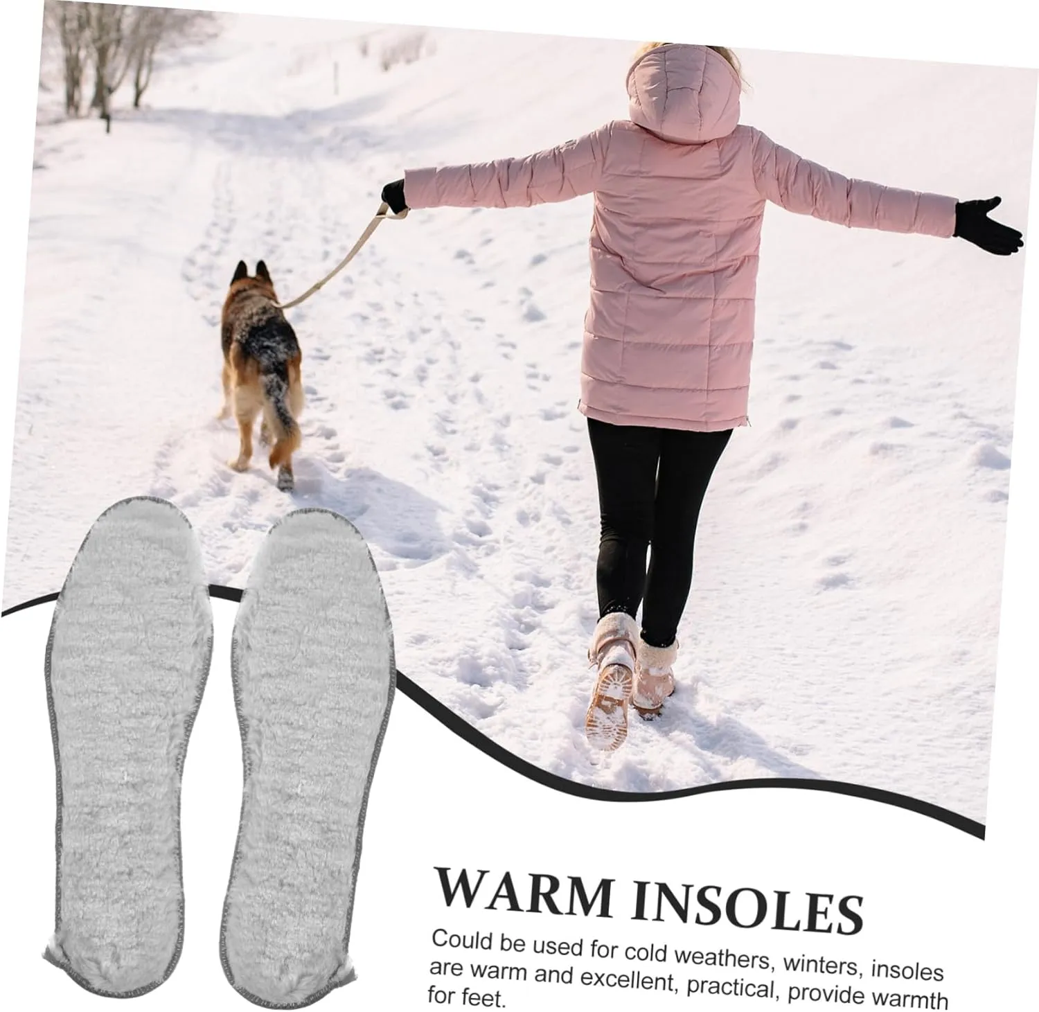 ERINGOGO 4 Pairs Winter Thermal Insoles for Boots Plush Thick Shoe Inserts Non Slip Boot Liners Outdoor Activities Present for Cold Weather