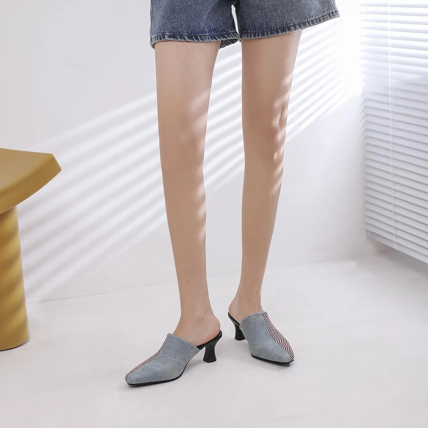 Fancy Comfort Pointed Toe Mule Slippers for Women Slingback Pumps Low Kitten Heels Shoes Slides Backless Dress Sandals