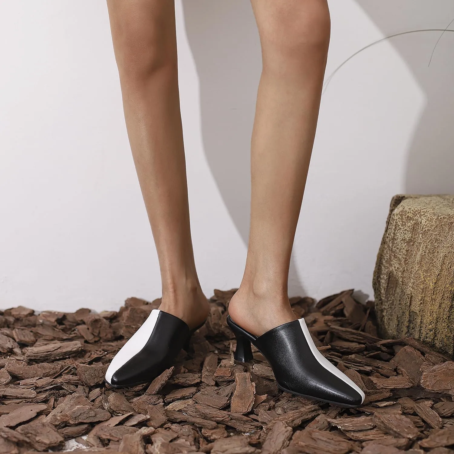 Fancy Comfort Pointed Toe Mule Slippers for Women Slingback Pumps Low Kitten Heels Shoes Slides Backless Dress Sandals