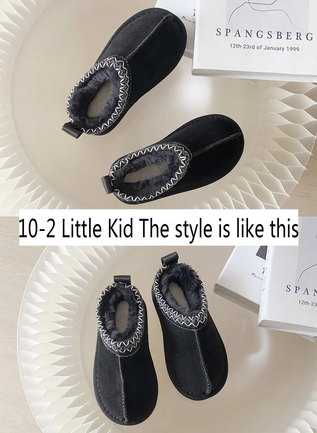 Fashion Platform Slippers for kids Fur Fleece Lined Short Ankle Boot boy girl Comfortable Warm Outdoor Indoor Home Non slip fuzzy big Little Kid Mini Boots