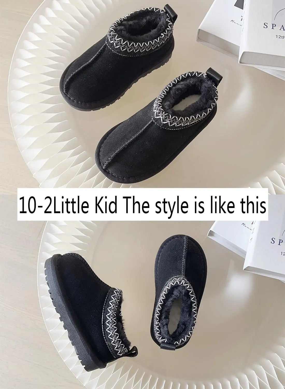 Fashion Platform Slippers for kids Fur Fleece Lined Short Ankle Boot boy girl Comfortable Warm Outdoor Indoor Home Non slip fuzzy big Little Kid Mini Boots